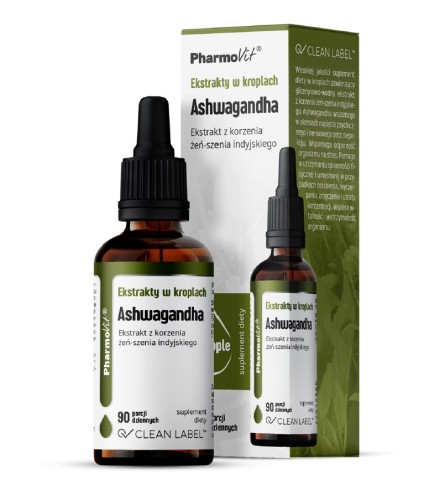 EKSTRAKTY W KROPLACH ASHWAGANDHA BEZGLUTENOWE 30 ml - PHARMOVIT (CLEAN LABEL)