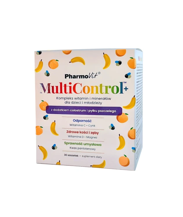 MULTIWITAMINA (MULTICONTROL) DLA DZIECI I MŁODZIEŻY BEZGLUTENOWA 30 SASZETEK - PHARMOVIT