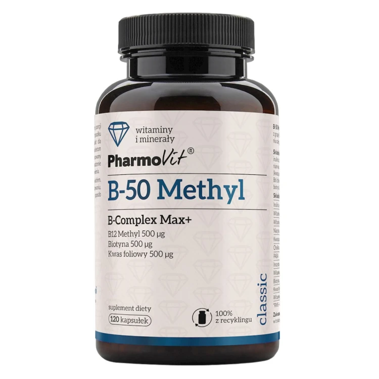 WITAMINA B-50 METHYL B-COMPLEX MAX+ BEZGLUTENOWA 120 KAPSUŁEK - PHARMOVIT (CLASSIC)