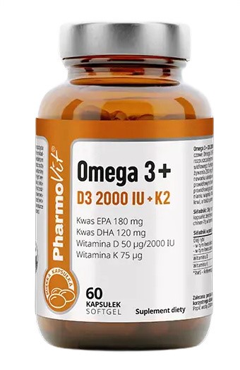 OMEGA-3 + WITAMINA D3 + K2 BEZGLUTENOWA 60 KAPSUŁEK - PHARMOVIT (CLEAN LABEL)